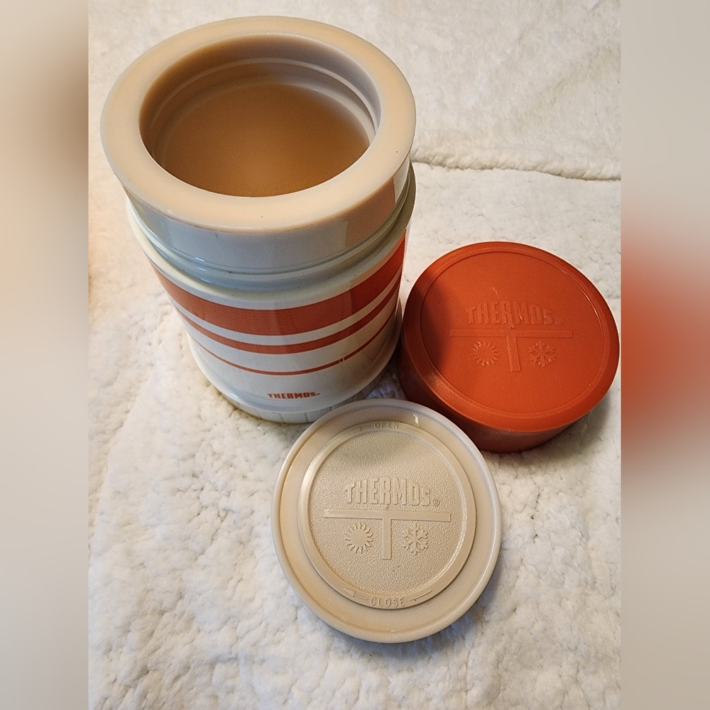 Vintage Thermos Orange Striped - Picture 4 of 5